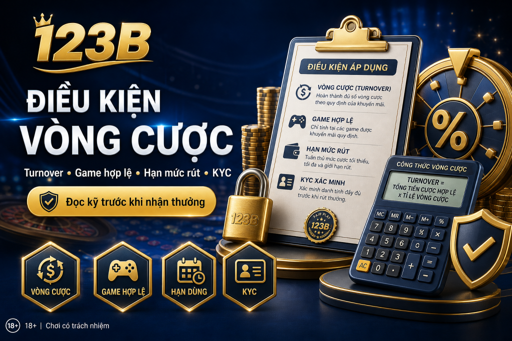 Điều kiện vòng cược Khuyến Mãi 123B turnover hạn rút